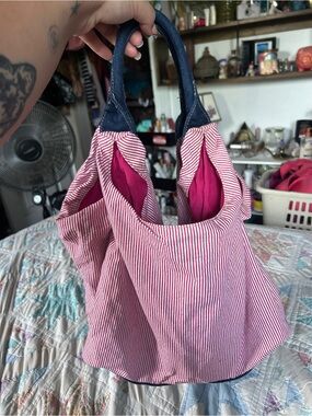Striped Pink boho bag